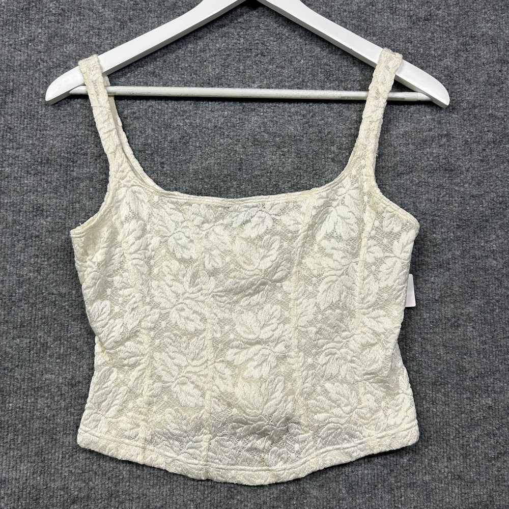 Cosabella Corset Crop Top Women One Size Cream NEW Floral Lace Zip Italian Made